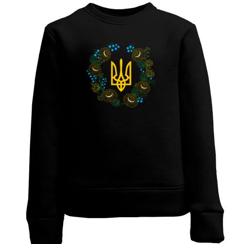 Детский свитшот герб Украины в цветочном венке
