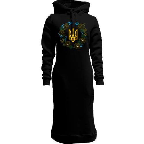 Жіночі толстовки-плаття герб України у квітковому вінку