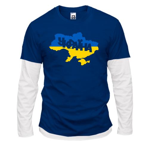 Комбінований лонгслів з написом Україна (мапа)