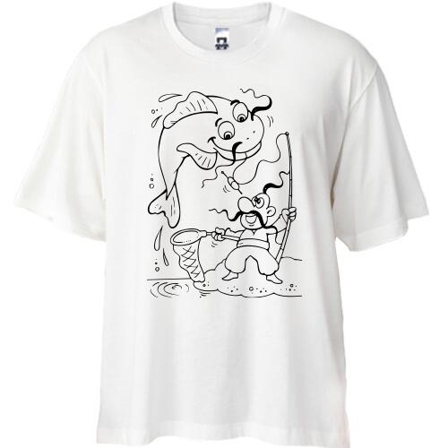 Футболка Oversize Козак з рибою