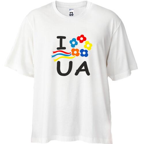 Футболка Oversize I love Ukraine с венком