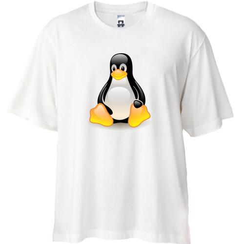 Футболка Oversize с пингвином Linux