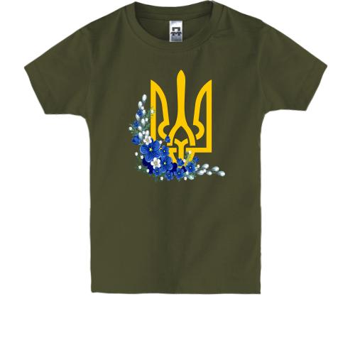 Дитяча футболка з гербом України в квітах