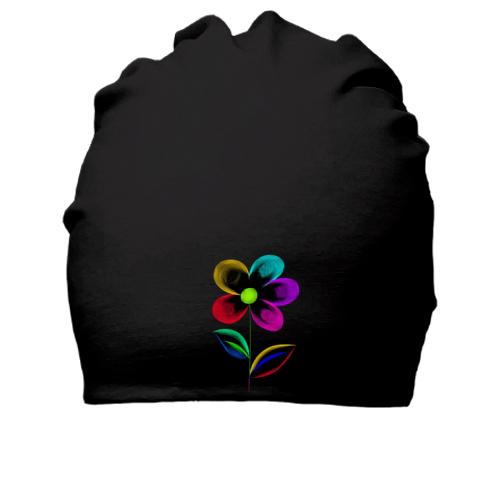 Хлопковая шапка разноцветным цветком