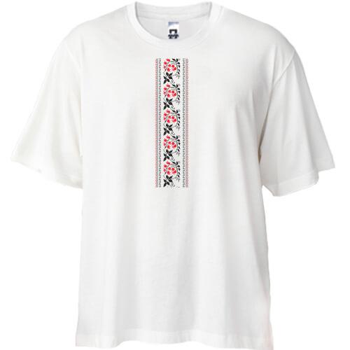 Футболка Oversize вышиванка с цветами