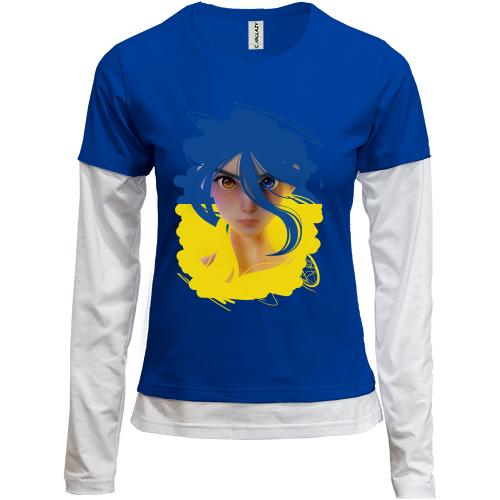 Комбинированный лонгслив Украинская девушка (ART)
