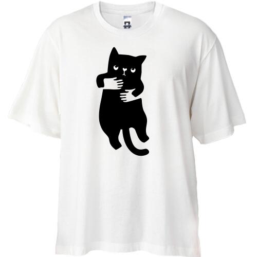 Футболка Oversize Кот в руках (2)