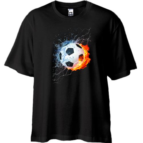 Футболка Oversize с мячом в огне и воде