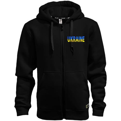 Толстовка на молнии Ukraine (желто-синяя надпись)