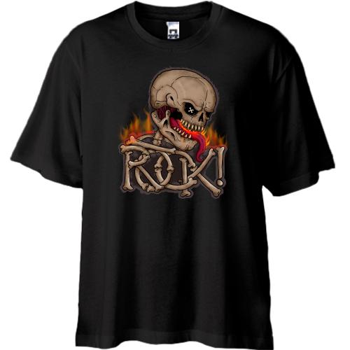 Футболка Oversize c черепом і написом ROCK