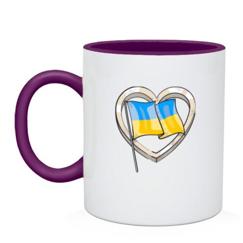 Чашка Флаг Украины в стилизованном сердце