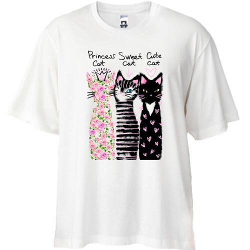 Футболка Oversize Princess, Sweet and Cute cats