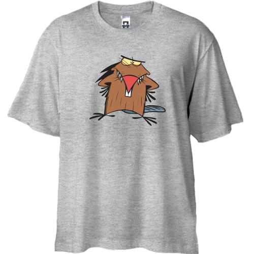 Футболка Oversize з бобром Даггетом