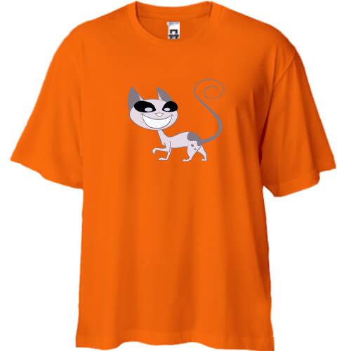 Футболка Oversize с котом из мультфильма Кид против Кэт