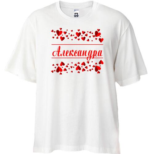 Футболка Oversize с сердечками и именем 
