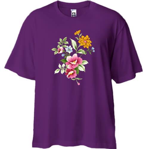 Футболка Oversize с цветочным букетом