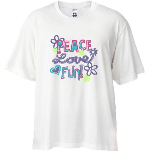 Футболка Oversize Peace, love, fun