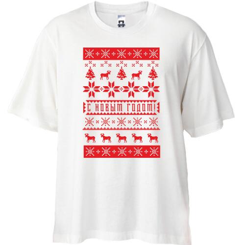 Футболка Oversize С новым Годом в виде вышиванки