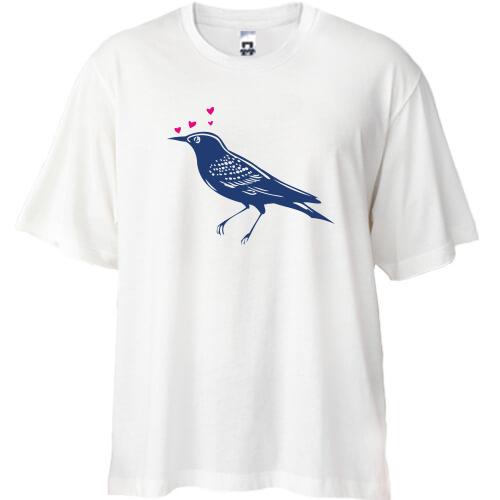 Футболка Oversize із закоханою пташкою