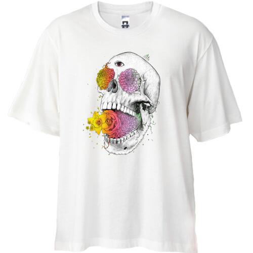Футболка Oversize Череп с цветами