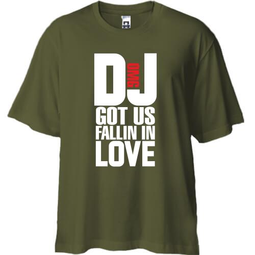 Футболка Oversize з написом DJ got us fallin in love