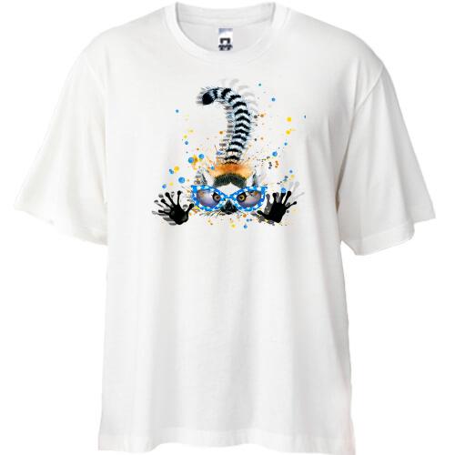 Футболка Oversize з акварельним лемуром