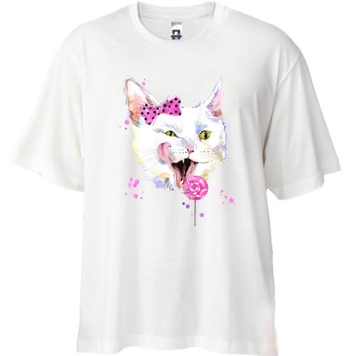 Футболка Oversize с кошкой 