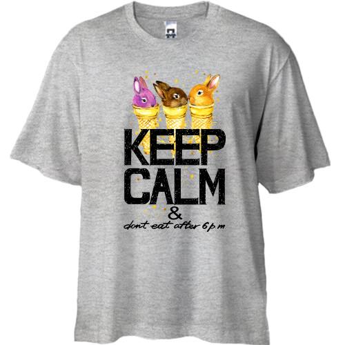 Футболка Oversize с зайчиками Keep calm & dont eat after 6 pm