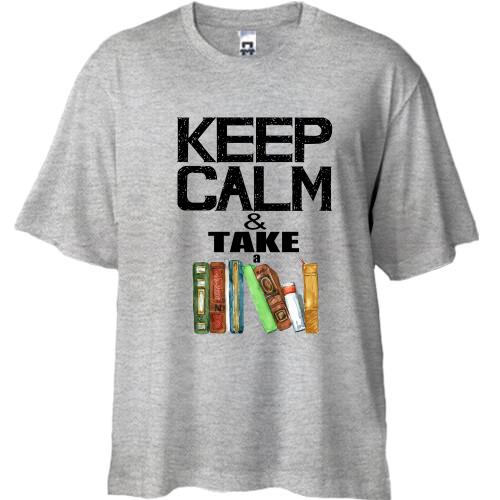 Футболка Oversize Keep calm & take book