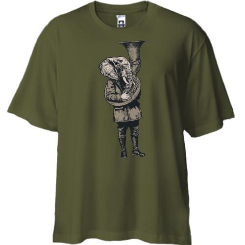 Футболка Oversize Слон хіпстер з трубою