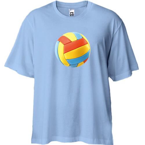Футболка Oversize с красно-сине-желтым волейбольным мячом