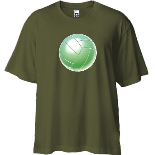 Футболка Oversize з зеленим волейбольним м'ячем