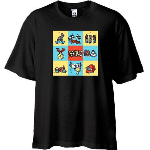 Футболка Oversize з гоночними символами
