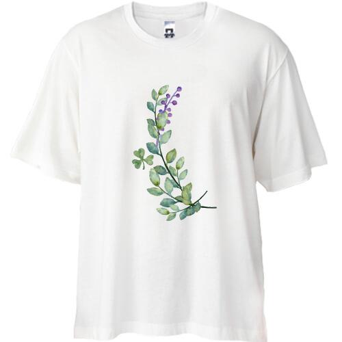 Футболка Oversize с веточкой цветов