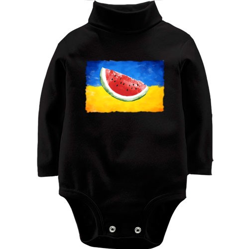 Детское боди с длинным рукавом Херсон (флаг Украины и кусочек арбуза)