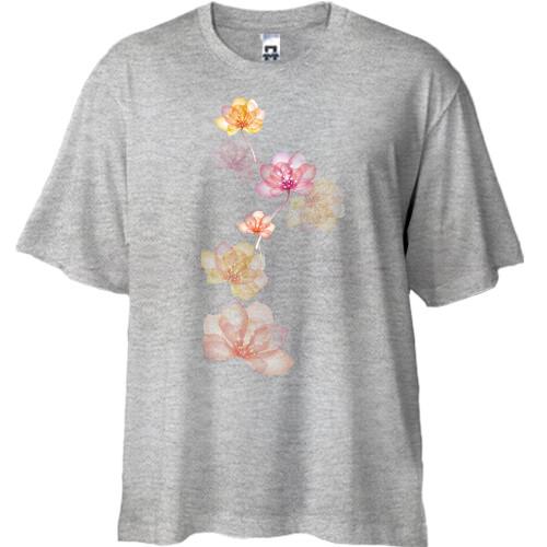 Футболка Oversize с прозрачными цветами