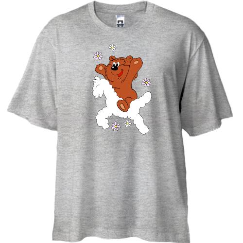 Футболка Oversize з ведмедем на хмарному коні