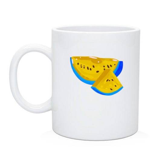Чашка з жовто-синім кавуном