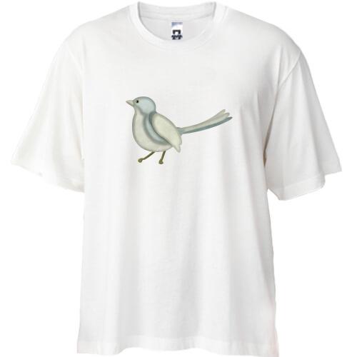 Футболка Oversize з сірим птахом