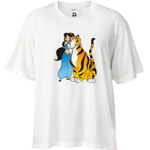 Футболка Oversize з принцесою Жасмін і тигром