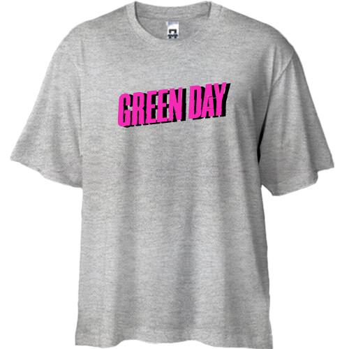 Футболка Oversize Green day рожевий логотип