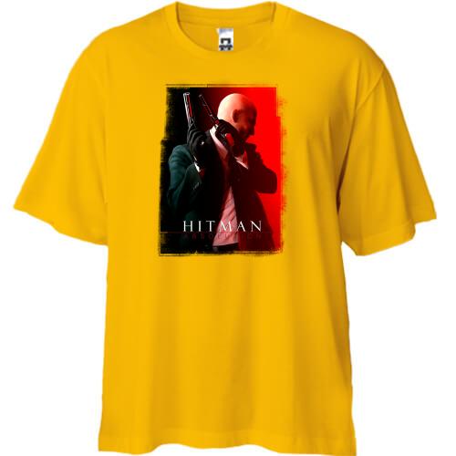 Футболка Oversize с Хитманом и пистолетом