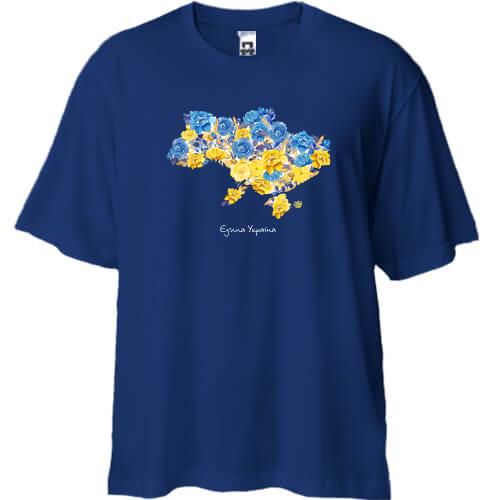 Футболка Oversize Украина единая (карта из цветов)