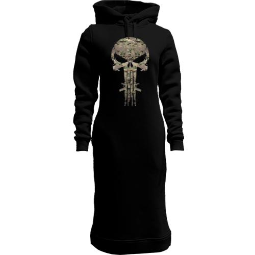 Женская толстовка-платье Punisher skull multicam