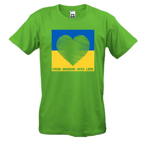 Футболка From ukraine with love (сердце на фоне флага)