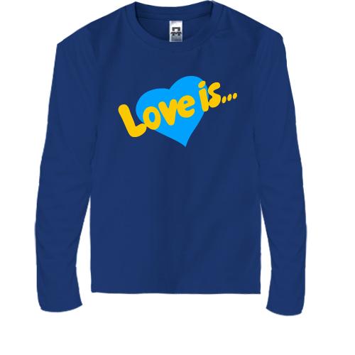 Детская футболка с длинным рукавом с Жёлто-голубой Love is..