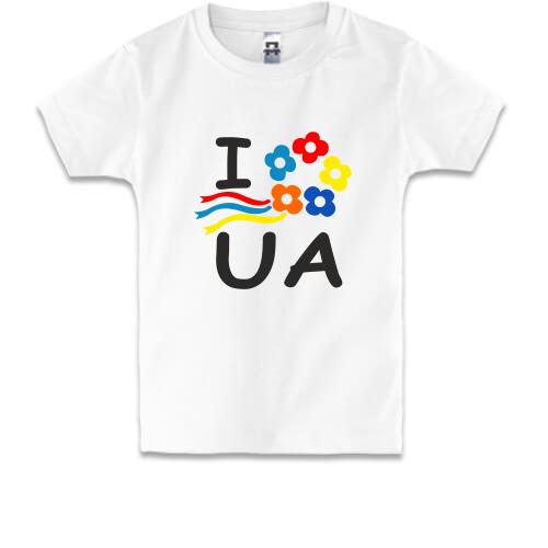 Дитяча футболка I love Ukraine з вінком