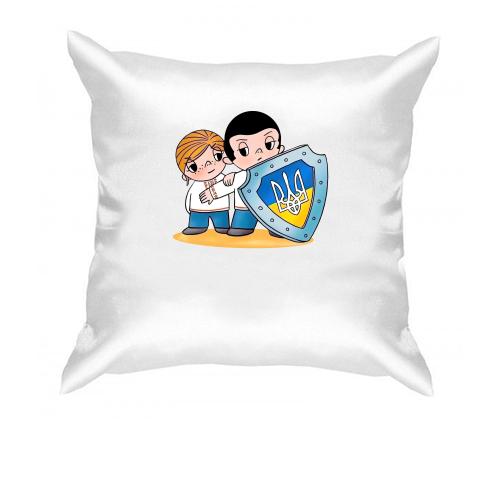 Подушка с защитником Украины в стиле Love is..