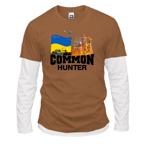 Комбинированный лонгслив Common Hunter с горящей Москвой