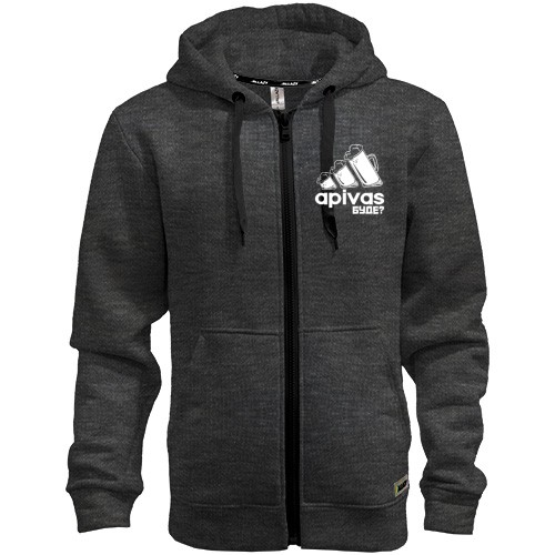 Мужская толстовка на молнии с тремя пивными бокалами в виде логотипа Adidas и голографической надписью «apivas буде?»
